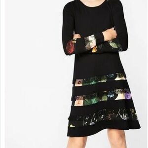 Desigual Black Dress with Floral Accents